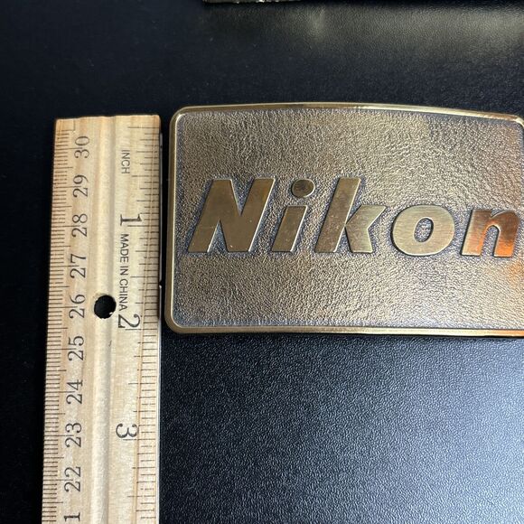Nikon Solid Brass Belt Buckle New Old Stock BOXED Made In USA - Picture 5 of 6